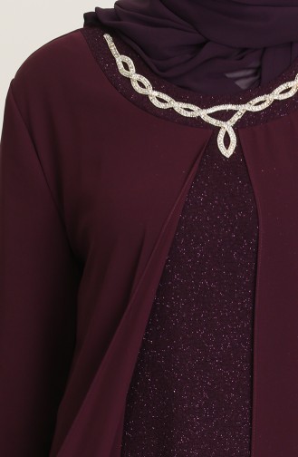 Purple Hijab Evening Dress 4264-02