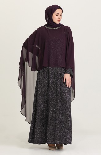 Purple Hijab Evening Dress 4266-03