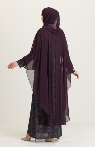 Purple Hijab Evening Dress 4266-03