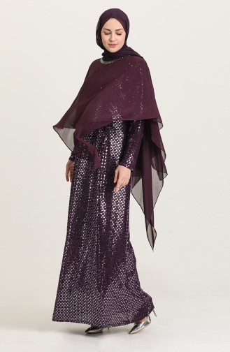 Purple Hijab Evening Dress 4268-01