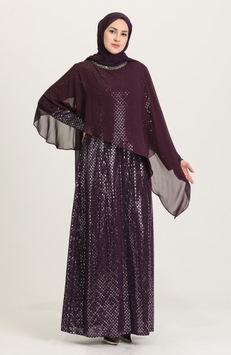 Purple Hijab Evening Dress 4268-01
