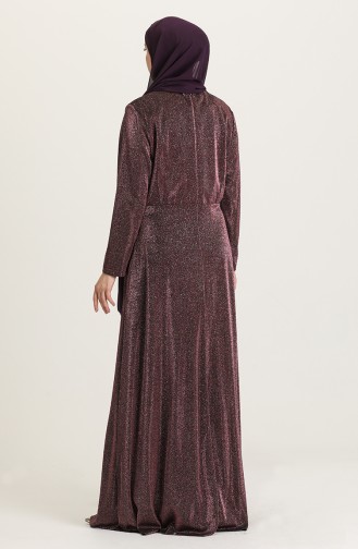 Plum Hijab Evening Dress 4272-03