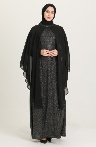 Black Hijab Evening Dress 4274-01