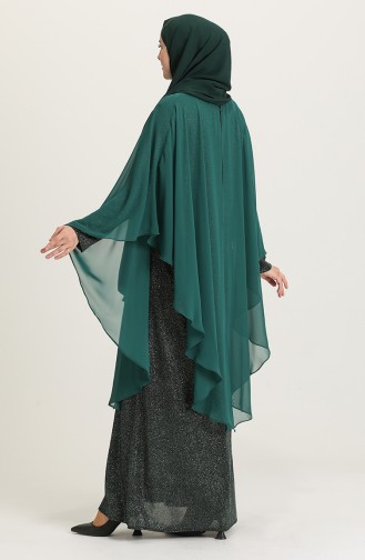 Emerald Green Hijab Evening Dress 4274-02