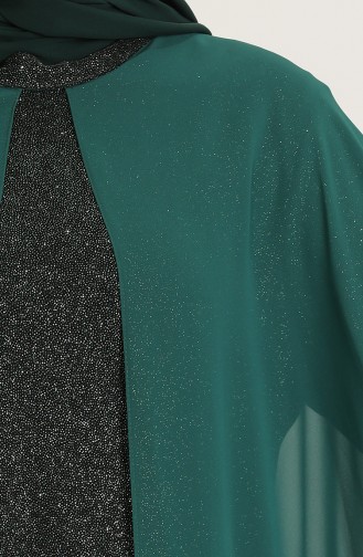 Emerald Green Hijab Evening Dress 4274-02