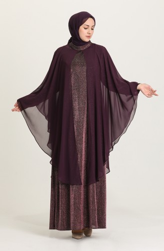 Purple Hijab Evening Dress 4274-04