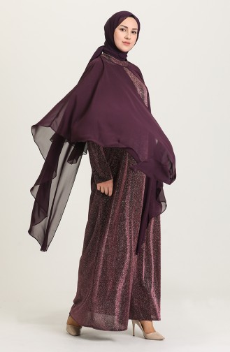 Purple Hijab Evening Dress 4274-04