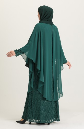 Emerald Green Hijab Evening Dress 4276-03