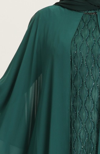 Emerald Green Hijab Evening Dress 4276-03