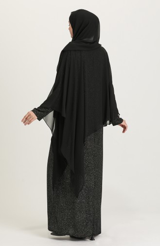 Black Hijab Evening Dress 4278-03