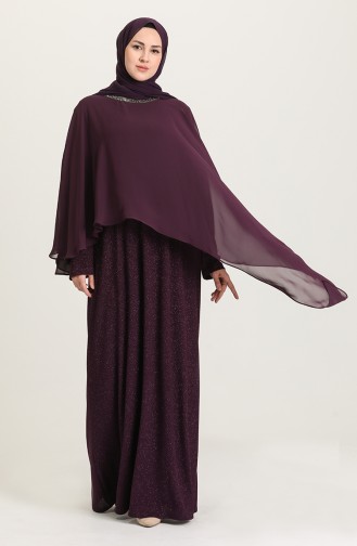 Purple Hijab Evening Dress 4278-04