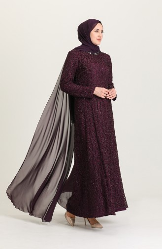 Purple Hijab Evening Dress 4280-01