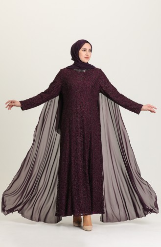 Purple Hijab Evening Dress 4280-01