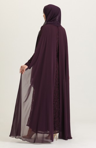 Purple Hijab Evening Dress 4280-01