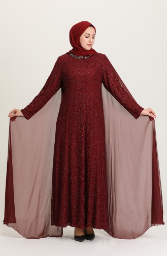 Weinrot Hijab-Abendkleider 4280-03