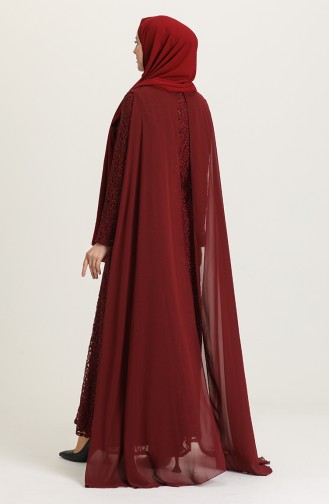 Weinrot Hijab-Abendkleider 4280-03