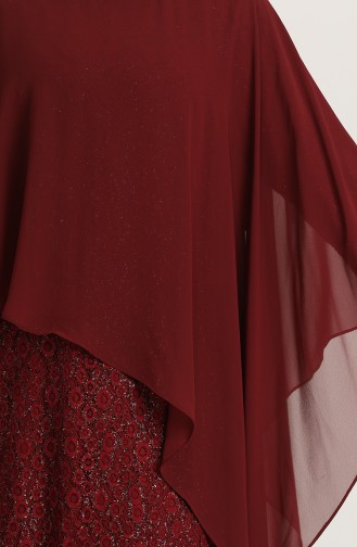 Claret Red Hijab Evening Dress 4282-01