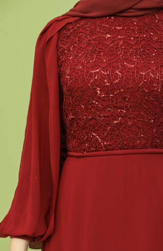 Claret Red Hijab Evening Dress 4861-01