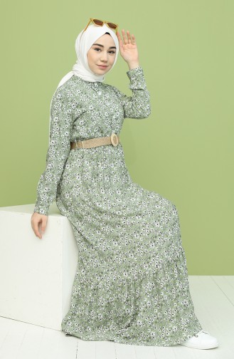 Unreife Mandelgrün Hijab Kleider 2159-03