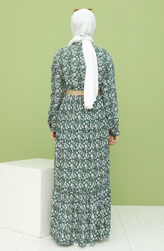 Grün Hijab Kleider 2159-06