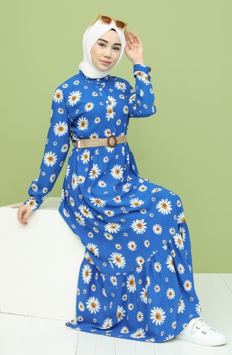 Saks-Blau Hijab Kleider 2163-01