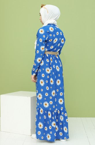 Saks-Blau Hijab Kleider 2163-01