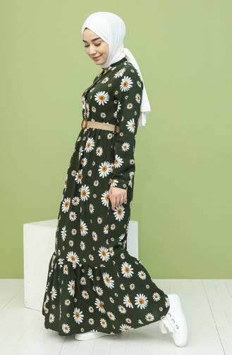 Grün Hijab Kleider 2163-05