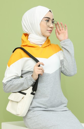 Gray Hijab Dress 5546-02