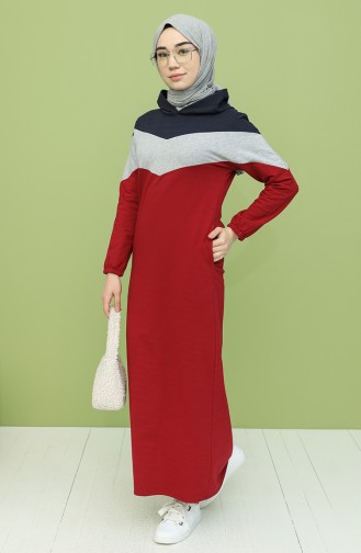 Weinrot Hijab Kleider 5546-03