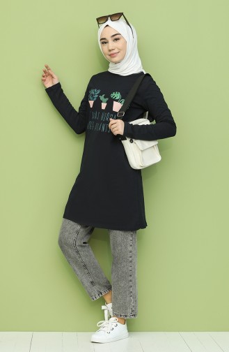 Baskılı Tunik 6031-03 Lacivert
