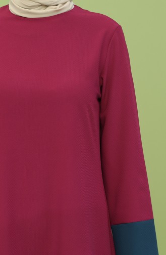 Asimetrik Tunik Pantolon İkili Takım 1024-04 Mürdüm