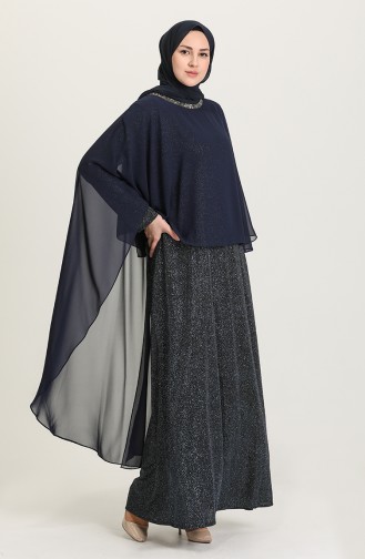 Dunkelblau Hijab-Abendkleider 4266-01