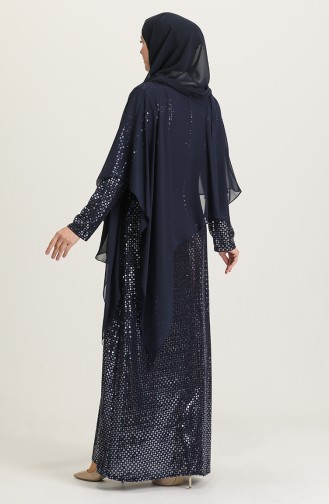 Dunkelblau Hijab-Abendkleider 4268-02