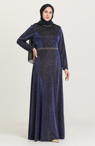 Saxe Hijab Evening Dress 4272-01