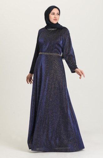 Saxe Hijab Evening Dress 4272-01