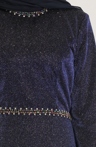 Saks-Blau Hijab-Abendkleider 4272-01