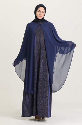 Saks-Blau Hijab-Abendkleider 4274-03