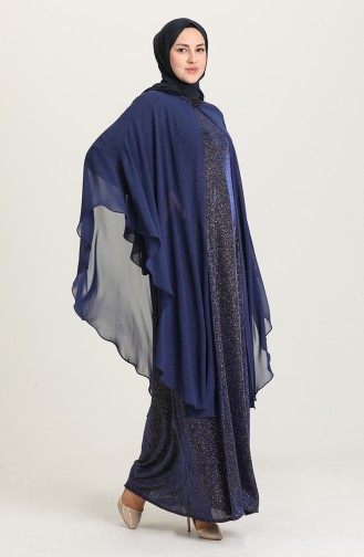 Saxe Hijab Evening Dress 4274-03