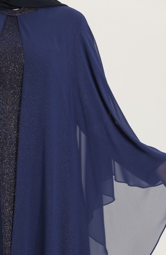 Saks-Blau Hijab-Abendkleider 4274-03