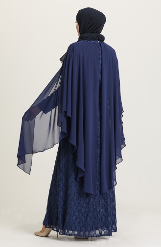 Light Navy Blue Hijab Evening Dress 4276-01