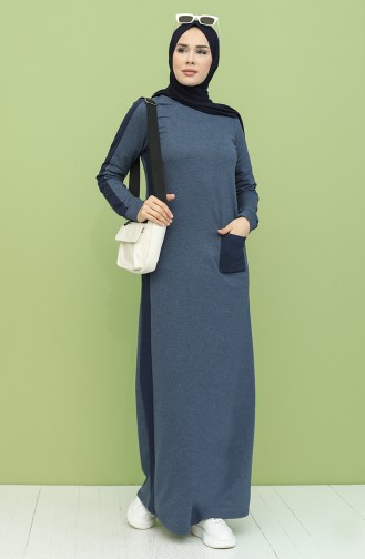 Light Navy Blue İslamitische Jurk 3262-09