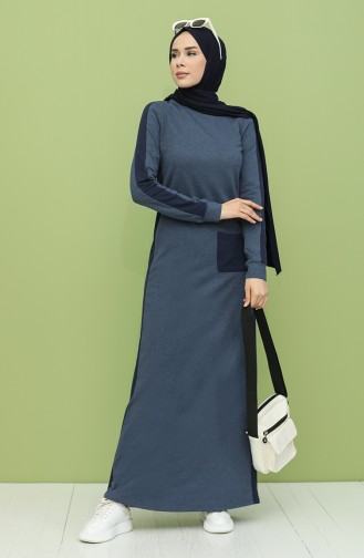 Light Navy Blue Hijab Dress 3262-09