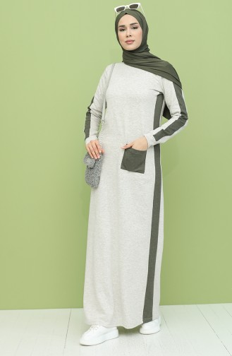 Khaki Hijab Dress 3262-10