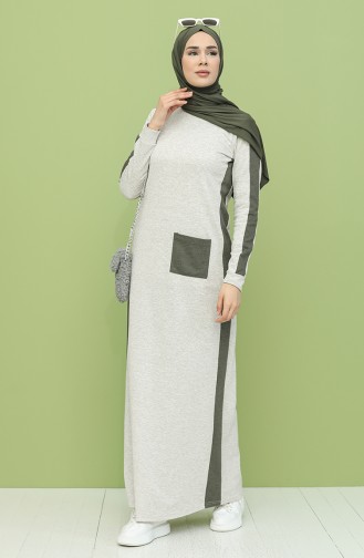 Khaki Hijab Kleider 3262-10
