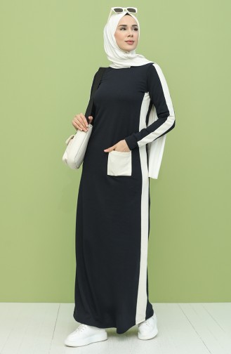 Navy Blue Hijab Dress 3262-11