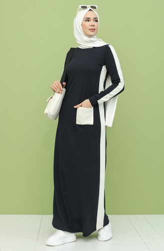 Navy Blue İslamitische Jurk 3262-11