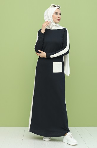 Navy Blue Hijab Dress 3262-11