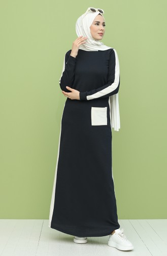 Navy Blue İslamitische Jurk 3262-11