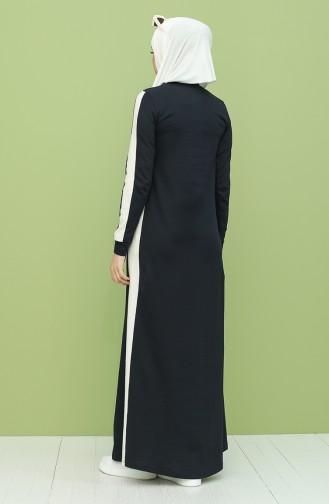 Navy Blue Hijab Dress 3262-11