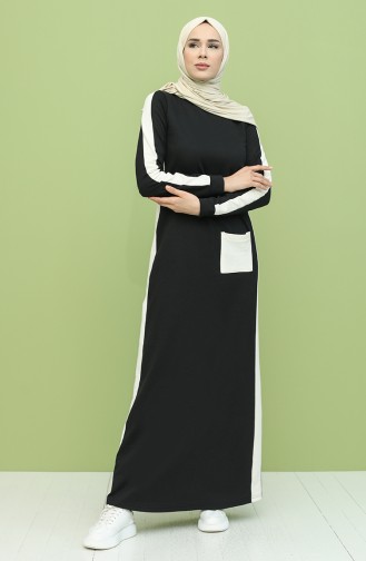 Schwarz Hijab Kleider 3262-13